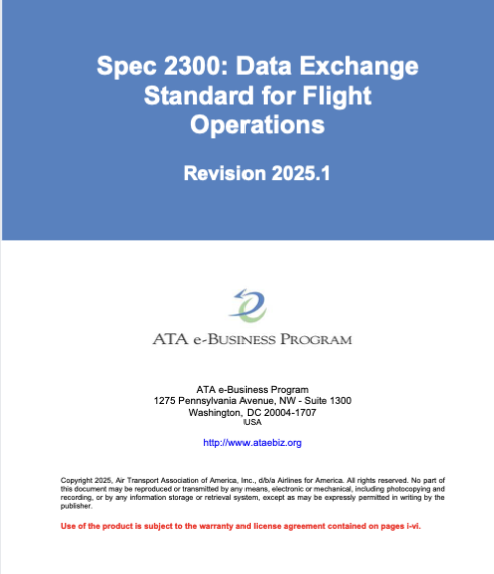 ATA Spec 2300-2025 Data Exchange Standard For Flight Operations